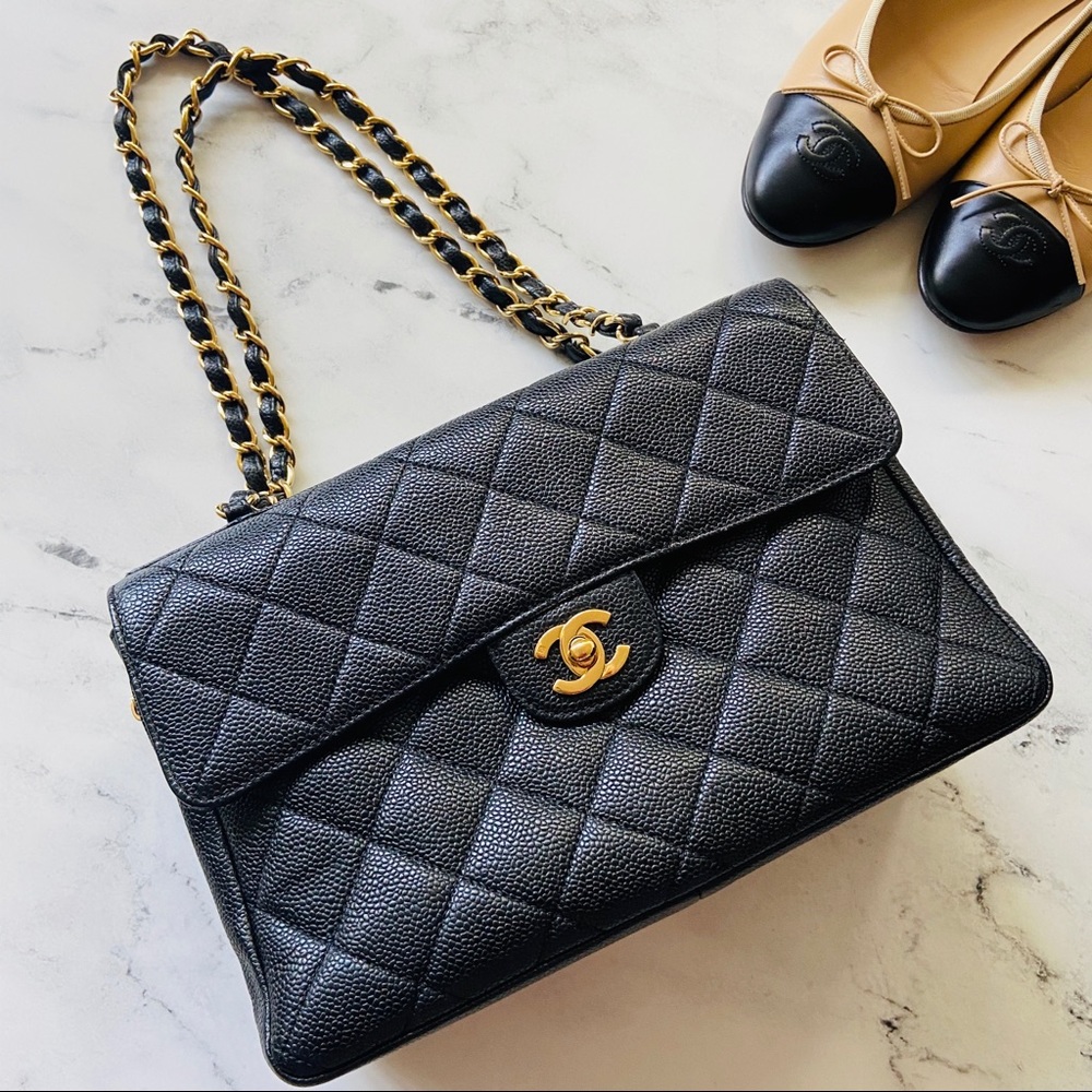 ❌SOLD❌ CHANEL Black Caviar 💎 Jumbo Flap Bag Zip - Picture 2 of 16